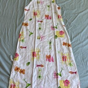 Vintage Produce Company Printed 100% Washed Linen Sleeveless Maxi Dress P / L
